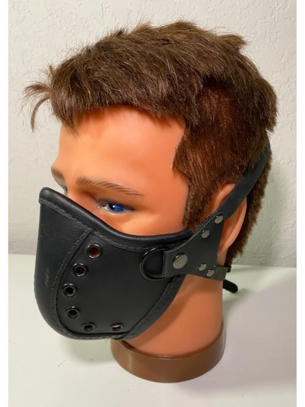 The Blonde Swan Black Leather Steampunk Mask w Adjustable Leather Straps & Snaps